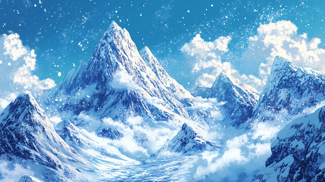 雪山原畫