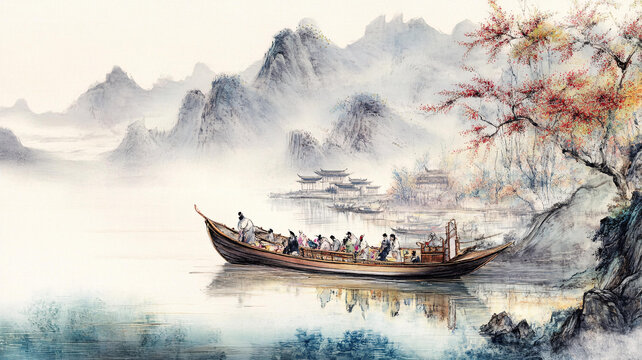 新中式禪意山水船