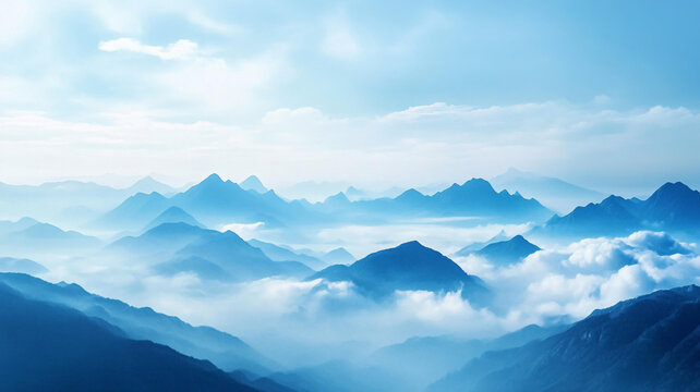 藍(lán)調(diào)遠(yuǎn)山背景