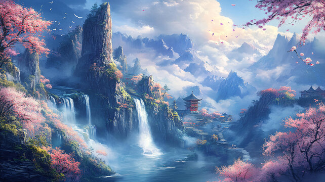 古風(fēng)山水場景