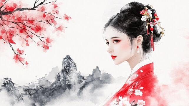 紅衣少女設計古風