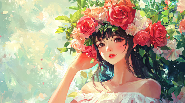 唯美少女與花系列