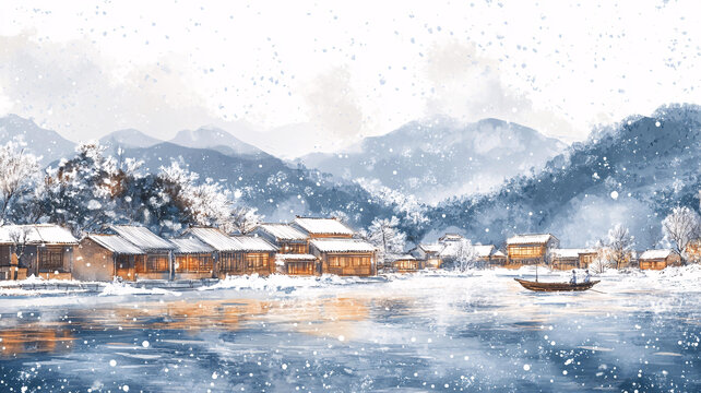 雪景古風