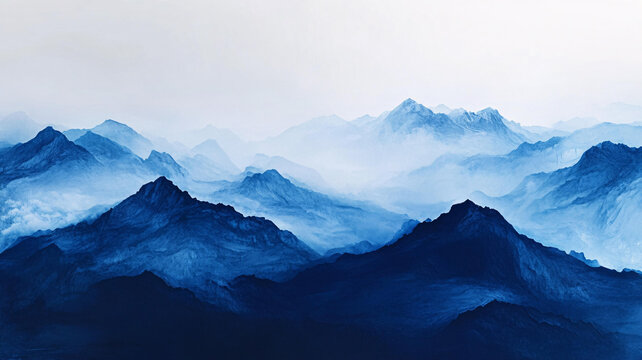 藍調(diào)水墨群山