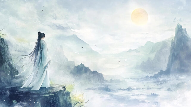 古風(fēng)人像水墨山水