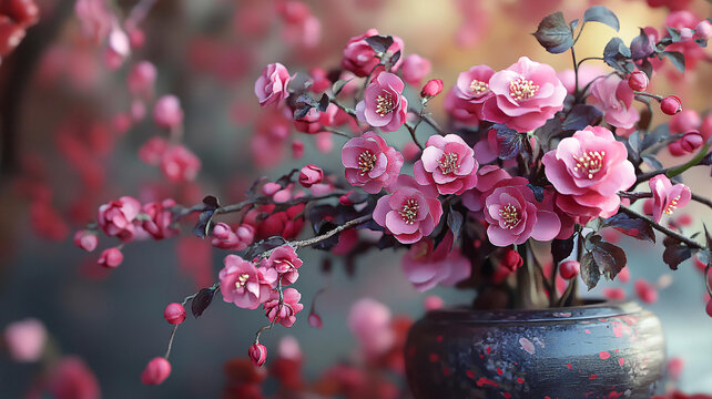 粉色新中式枝條花藝