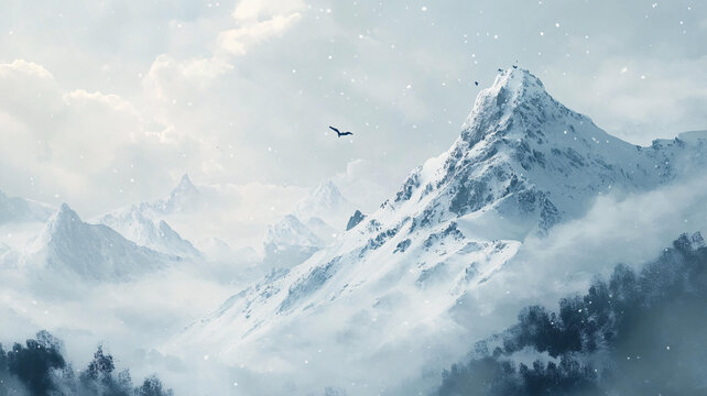 雪山原畫