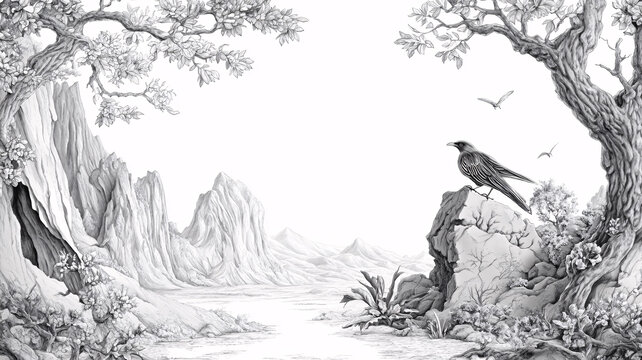 工筆山水水墨山水花鳥