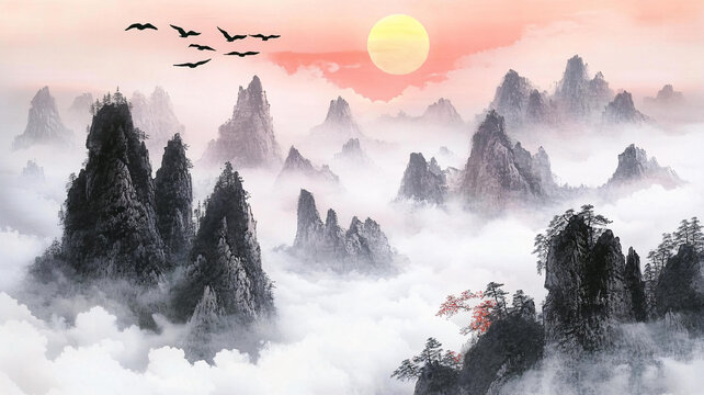 日出山水畫