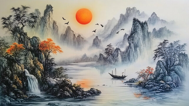 旭日東升畫