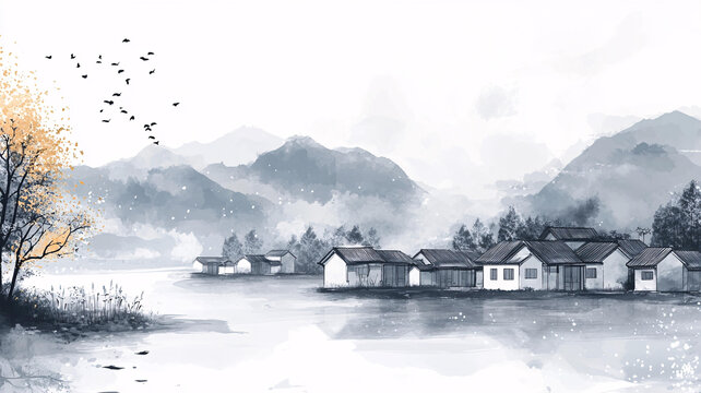 煙雨江南古風(fēng)山水