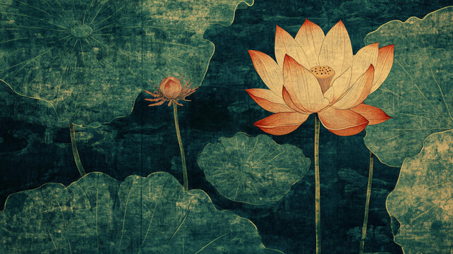 復(fù)古荷花