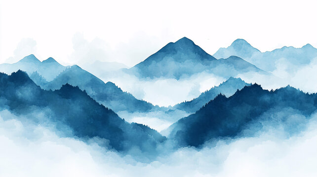 意境水墨群山暈染