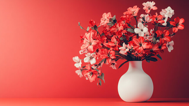 紅色花卉花瓶