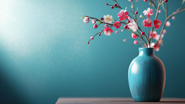 花瓶插著假梅花