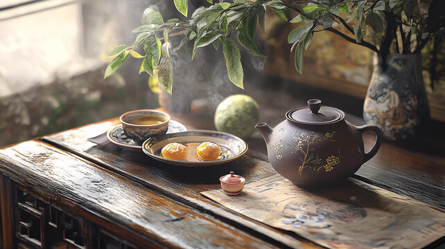 圍爐煮茶與水果美食
