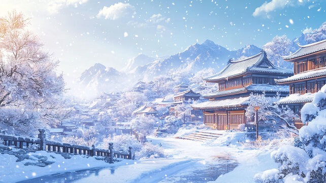 古風(fēng)雪景