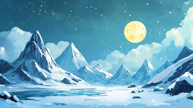 雪山月夜