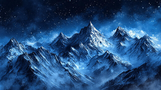 電腦繪畫雪山