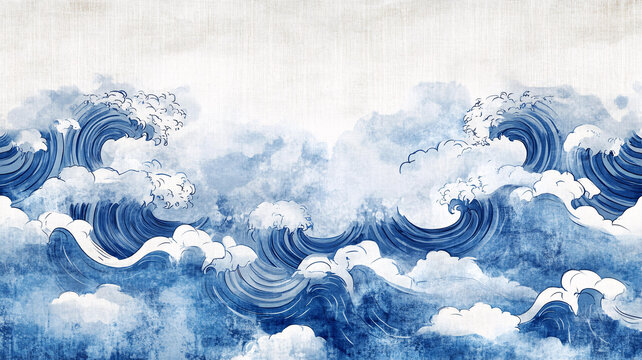 浮世繪海浪背景