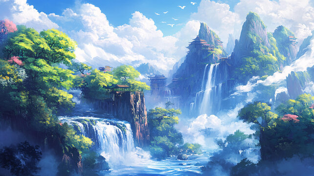 古風山水場景