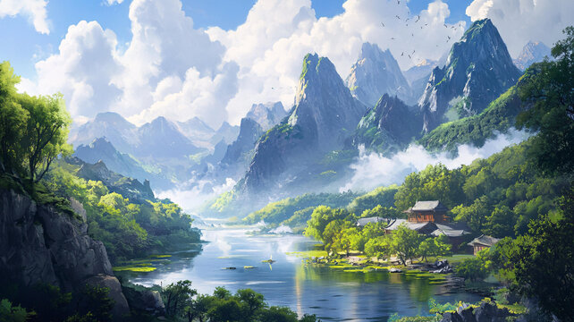 古風(fēng)山水場(chǎng)景