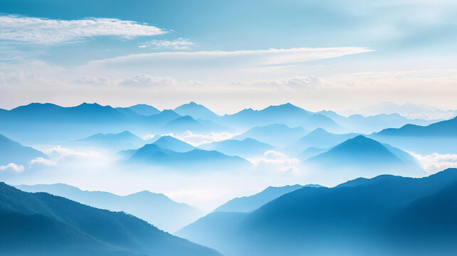藍(lán)調(diào)遠(yuǎn)山背景