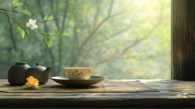 陽光下的茶具