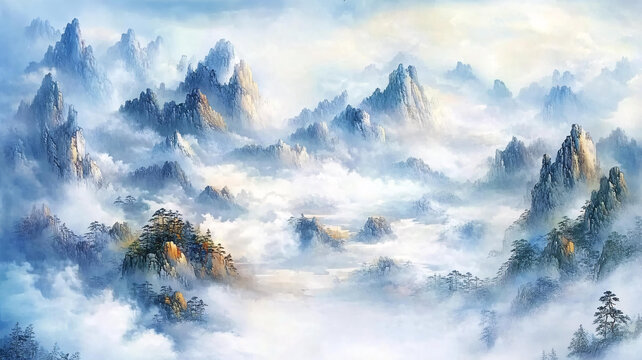 水墨數(shù)字畫山水畫壁紙