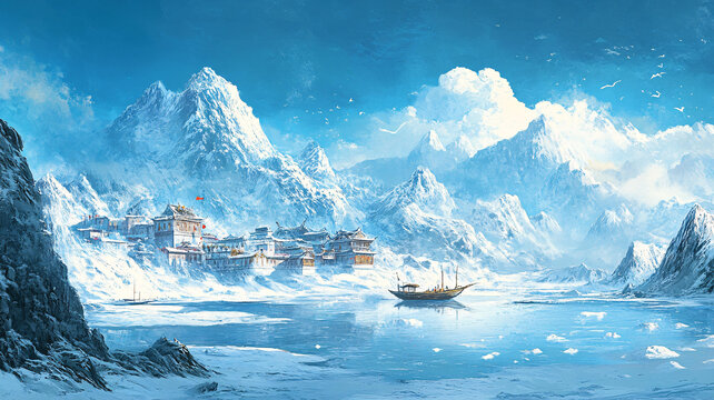 雪山原畫
