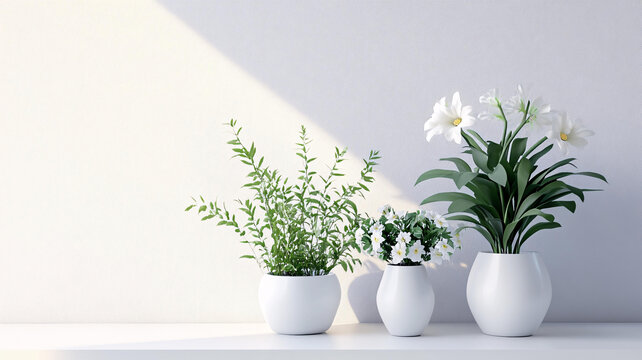 白色花盆組合
