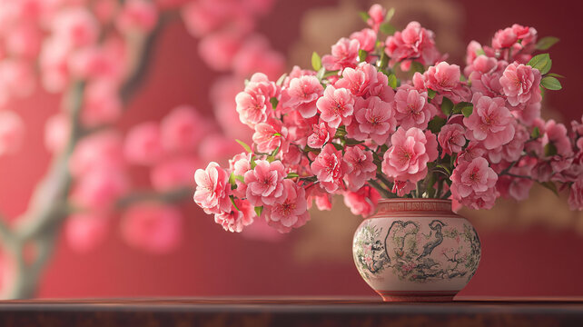 中式櫻花布景