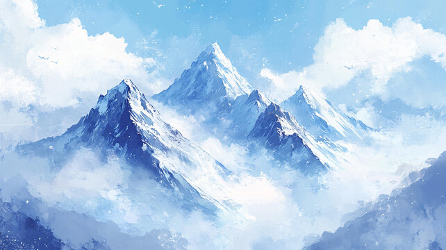 雪山原畫