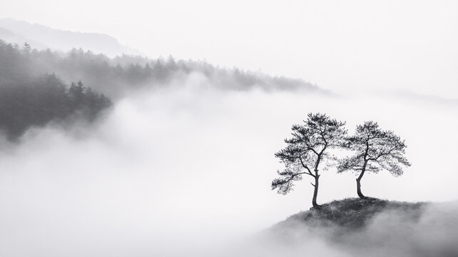 霧里看松