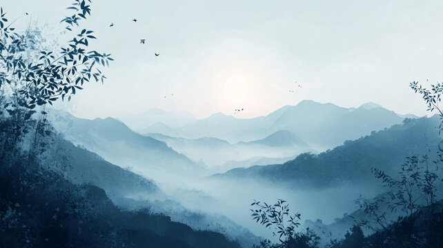 意境長(zhǎng)幅山景
