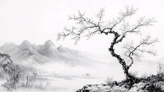 水墨數(shù)字畫(huà)山水畫(huà)壁紙