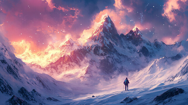 雪山原畫