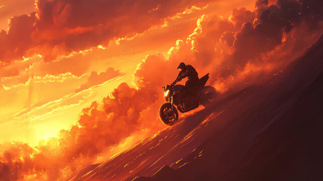 沙漠夕陽下的運(yùn)動(dòng)軌跡