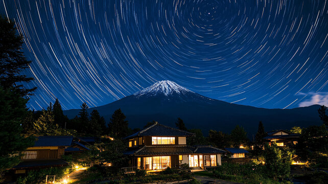 燈光富士山夜景
