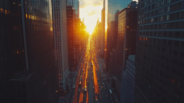 夕陽下的城市快車道