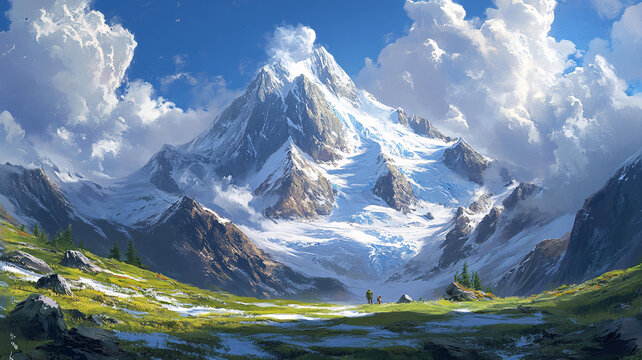 雪山原畫