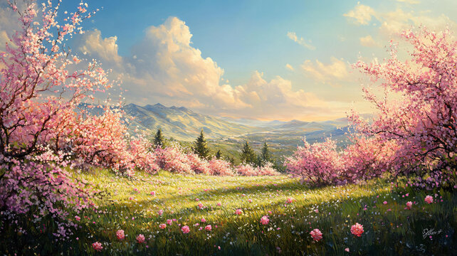 唯美夢幻花田場景