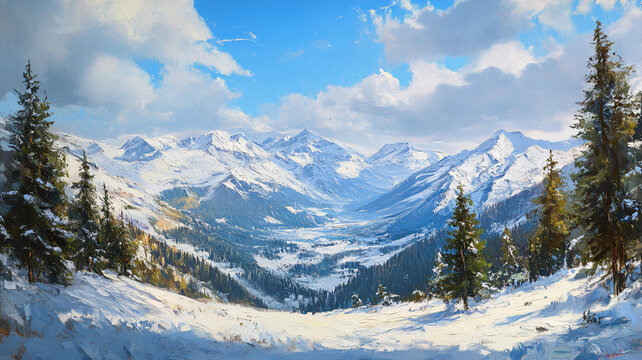 雪山原畫