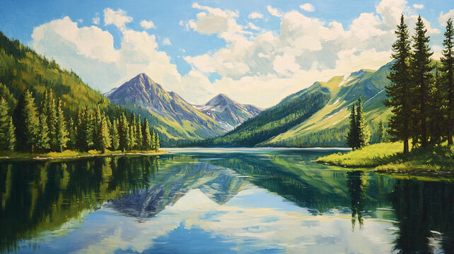 油畫山水風(fēng)景