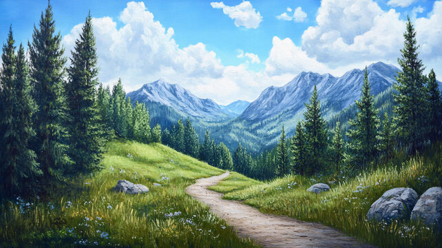 現(xiàn)實山景畫