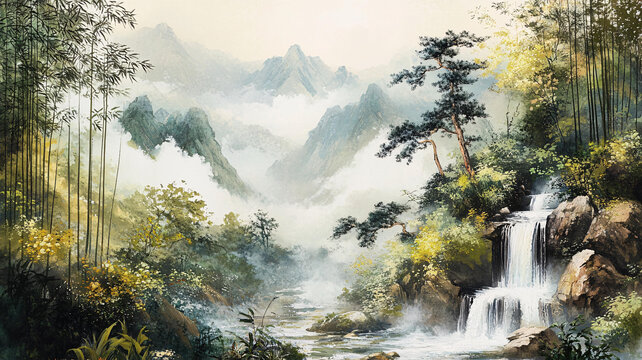 竹海風景畫