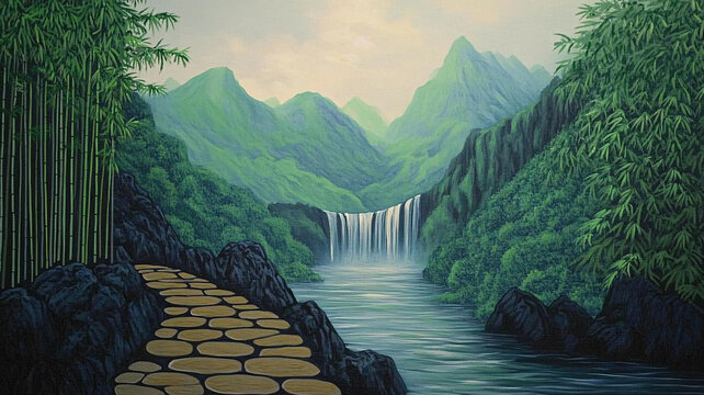 竹林立體畫