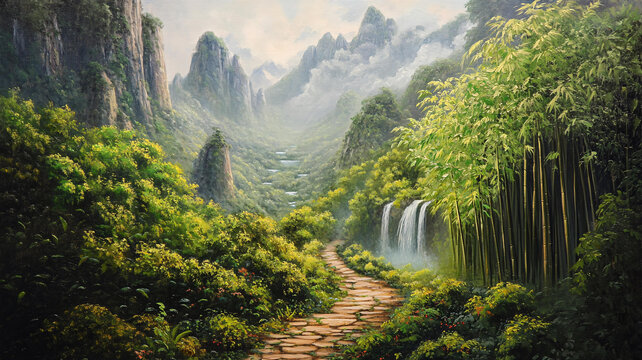 竹林立體畫