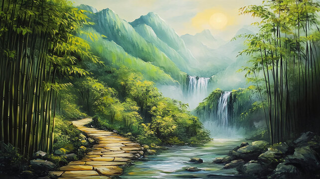 竹林立體畫