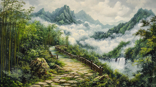 風(fēng)光人間仙境油畫